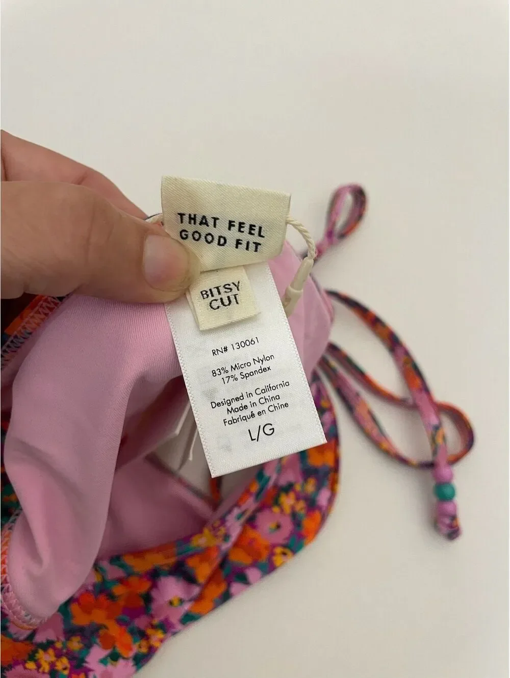 NWT L*Space Levy Floral String Side-Tie Low Rise Bikini Bottom Swimwear Large